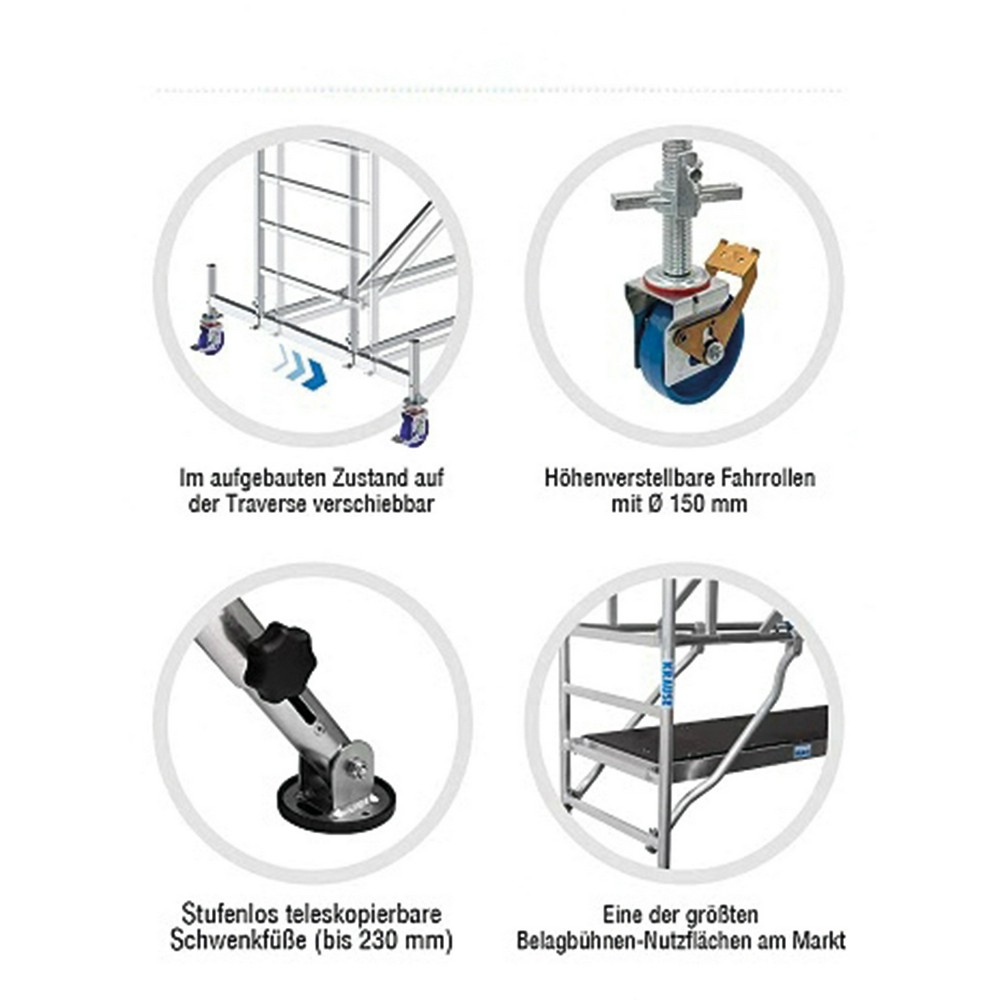 Krause Rollgerüst – 5,4 m Arbeitshöhe (2,00 × 0,75 m) – Vorschau 2
