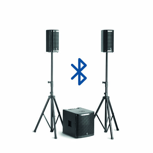2.1 Soundsystem 1400W RMS – mit eingebautem Mischpult – bis zu 75 Personen